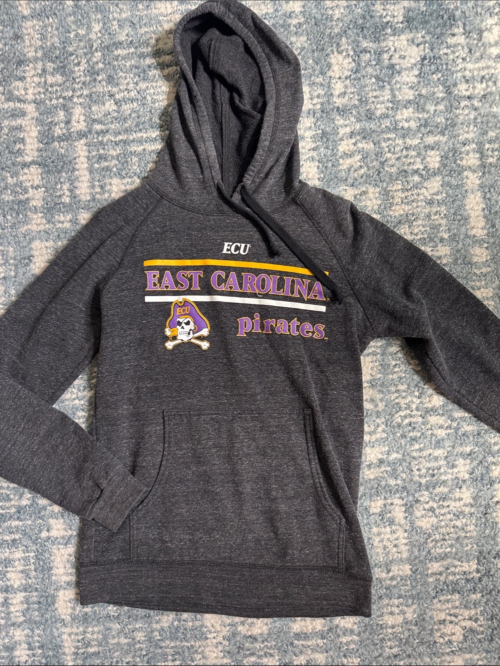 East Carolina Pirates Hoodie - Charcoal with Purple & Gold Graphics